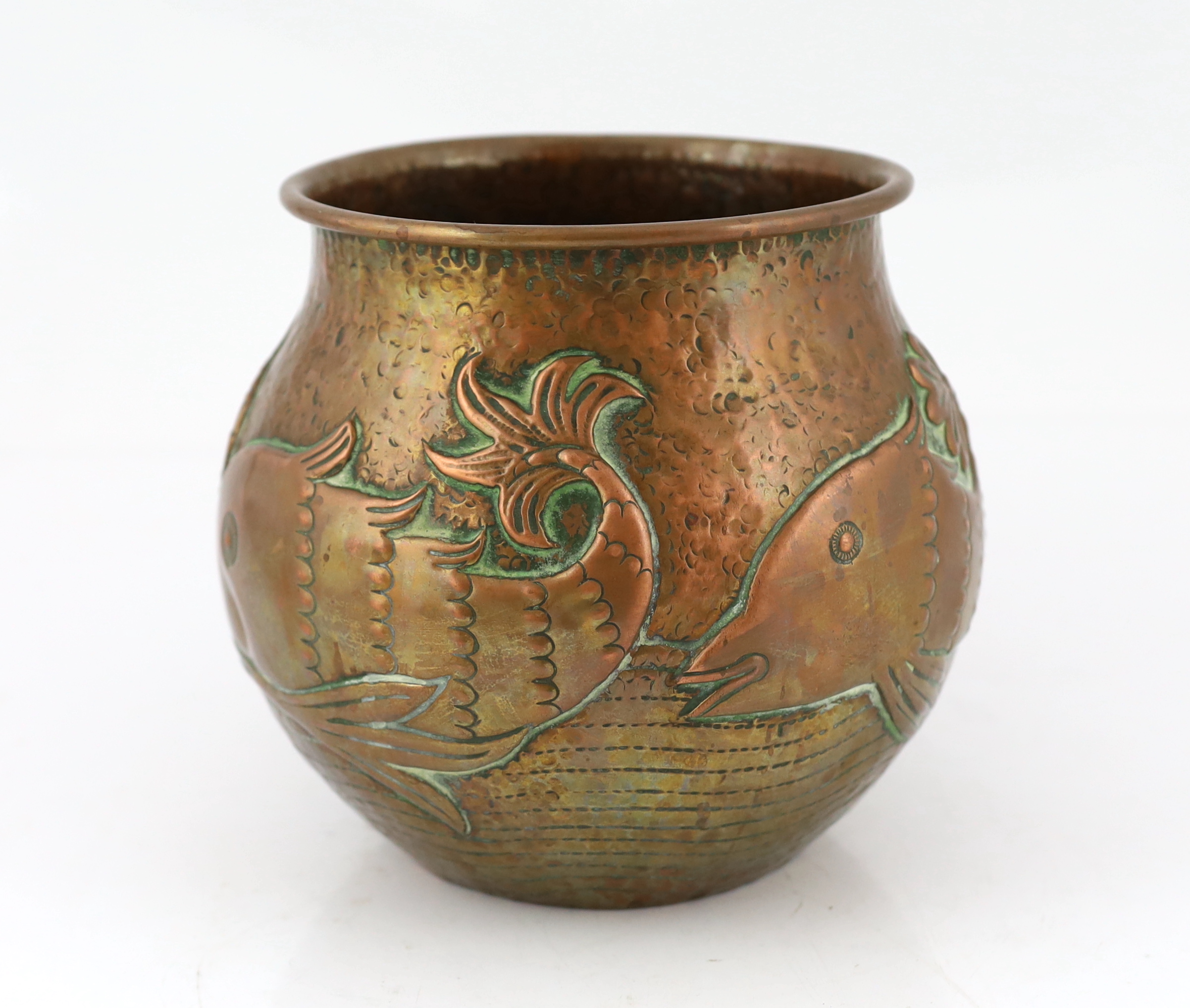 John Pearson of Newlyn, an Arts & Crafts planished copper vase